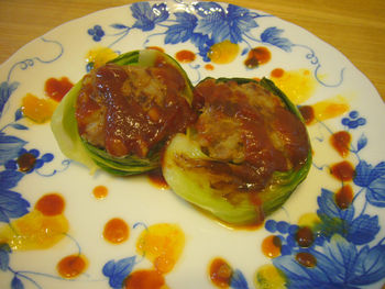 ハンバーグ＊青梗菜巻き