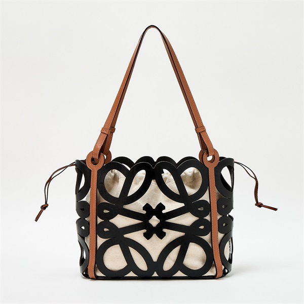 LOEWE アナグラム スモール トートバッグ ブラック ブラウン カーフレザー LOEWE アナグラム スモール トートバッグ ブラック ブラウン カーフレザー