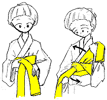 ゆかたの着方:半幅帯
