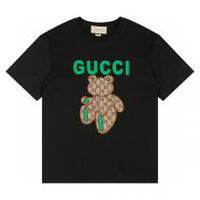 高品質 gucci Ｔシャツ 熊 くま 刺繍ロゴ プリント 緑 ユニセックス クルーネック モノグラム