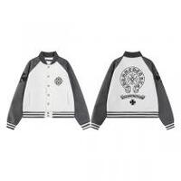 クロムハーツ ジャケット ホワイト グレー 黒刺繍 フラワー バスケット CHROME HEARTS
