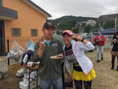 須磨海岸で芋煮会